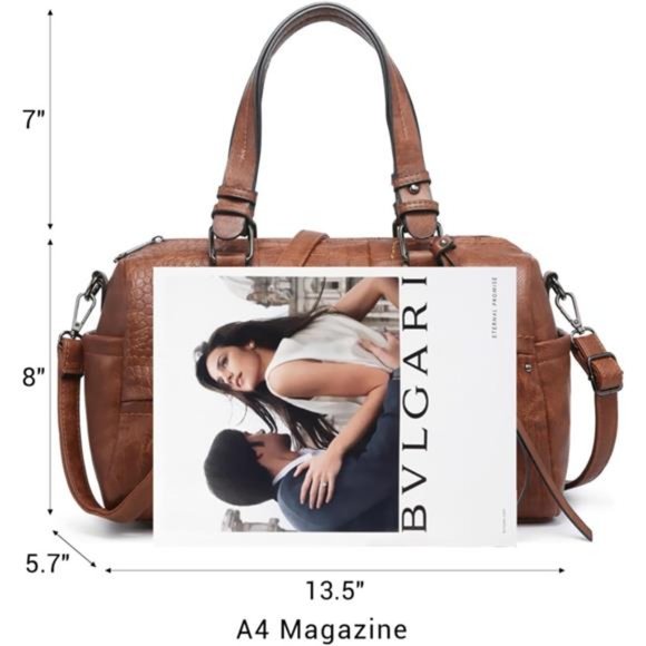 Women Soft Vegan Leather Barrel Bags Large Hobo Top Handle Work Totes 0coffee - Picture 3 of 6